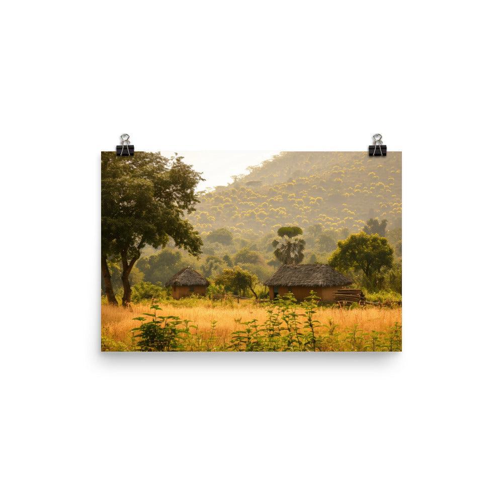 Guinea Rural Village Golden Morning Poster - Oh Posters