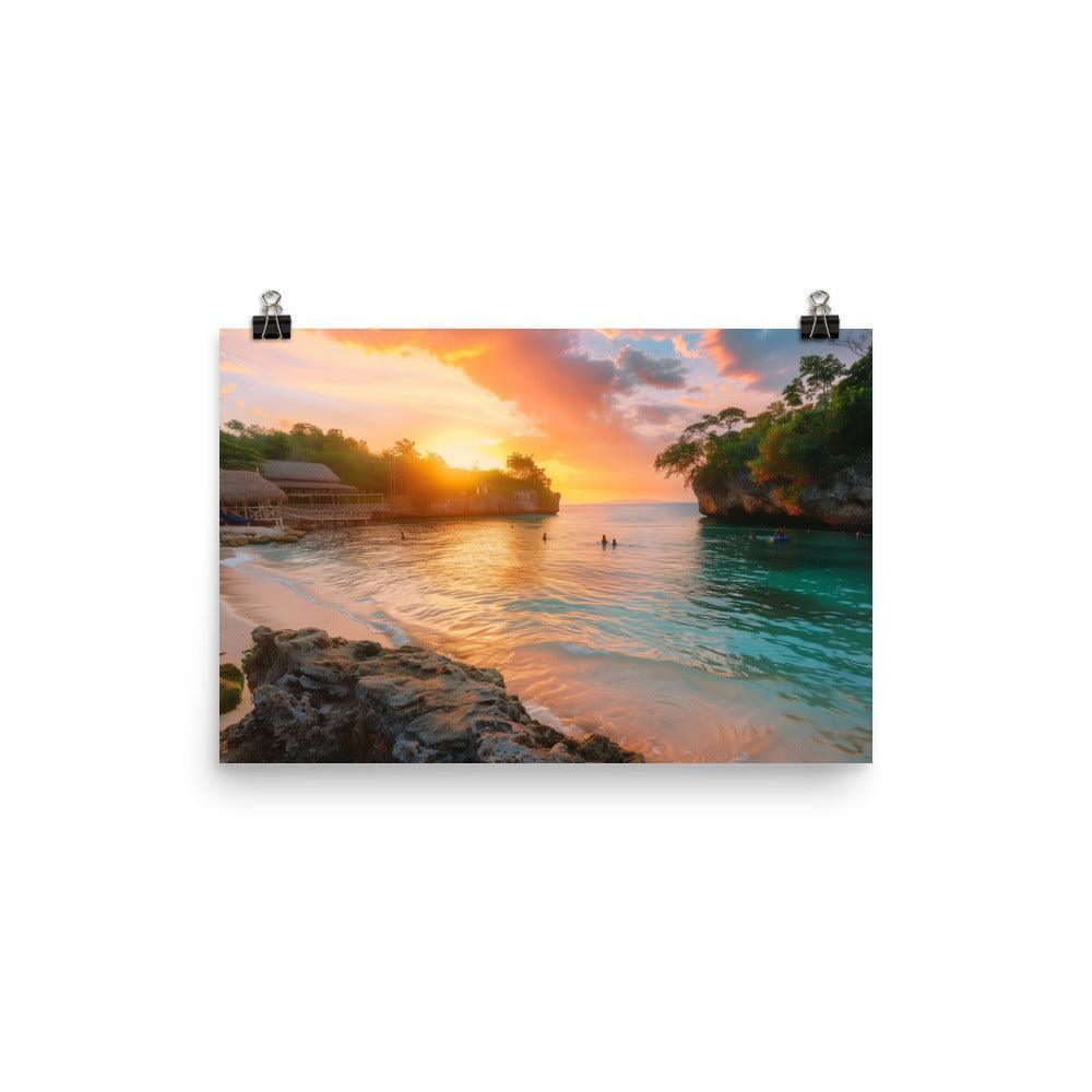 Jamaica Sunset Beach Cove Paradise Poster - Oh Posters