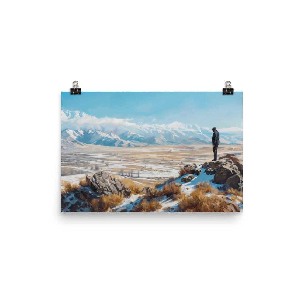 Kazakhstan Mountain Landscape Explorer Art Poster - Oh Posters