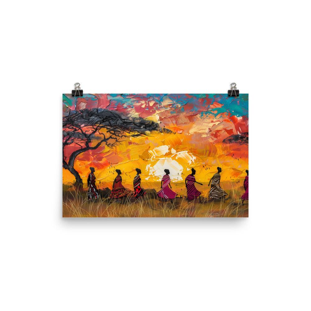 Kenya Maasai Women Sunset Silhouette Poster - Oh Posters