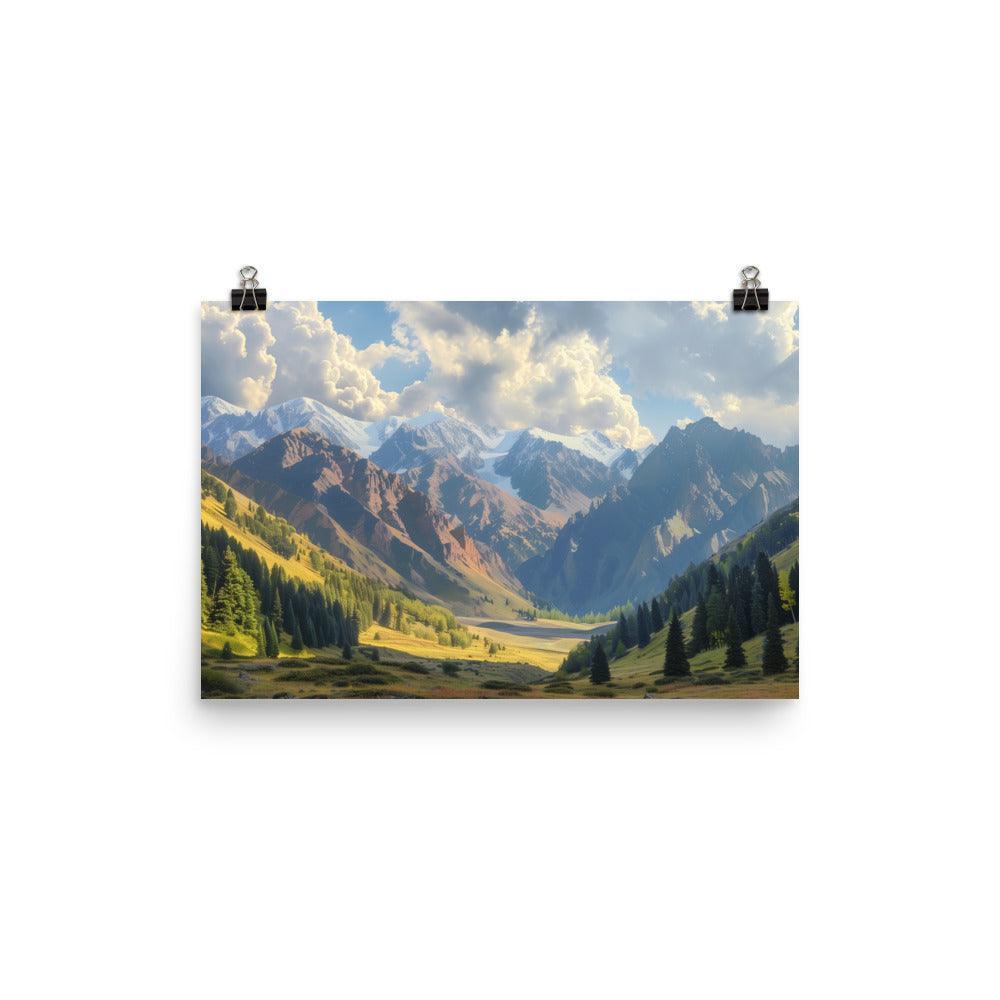 Kyrgyzstan Majestic Mountain Valley Scenic Poster - Oh Posters