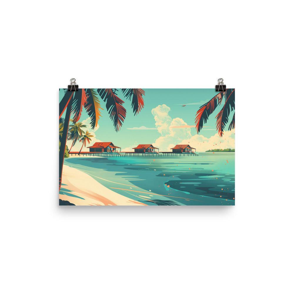 Maldives Overwater Bungalows Tropical Beach Poster - Oh Posters