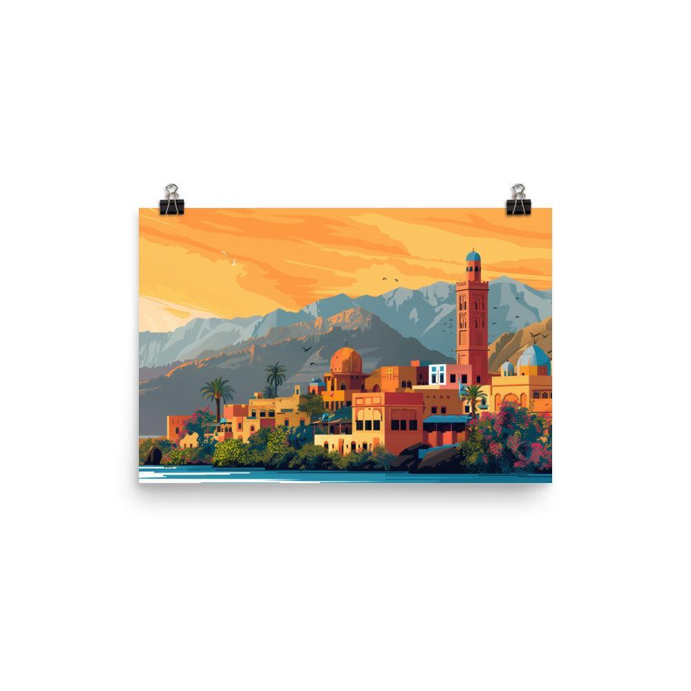Oman Sunset Over Mountain Village Poster - Oh Posters