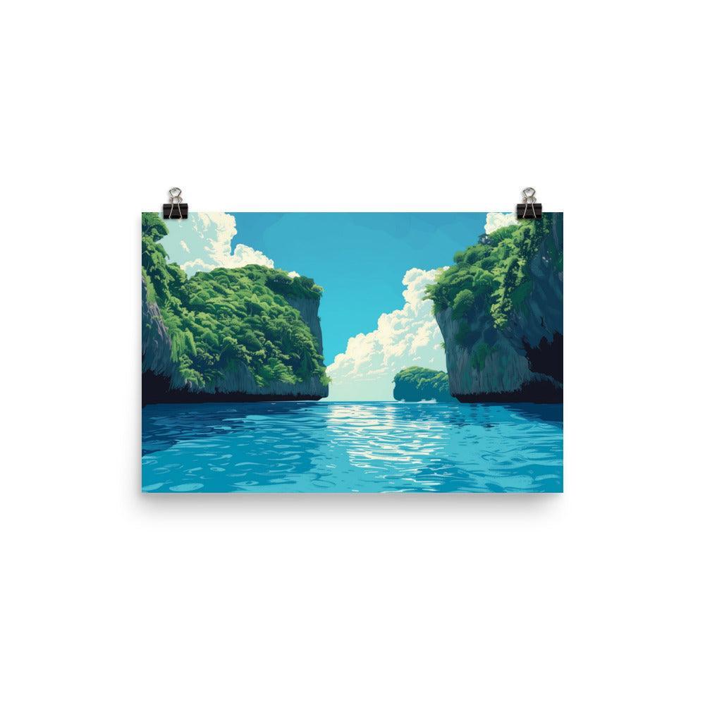 Palau Tropical Lagoon with Lush Cliffs Poster - Oh Posters