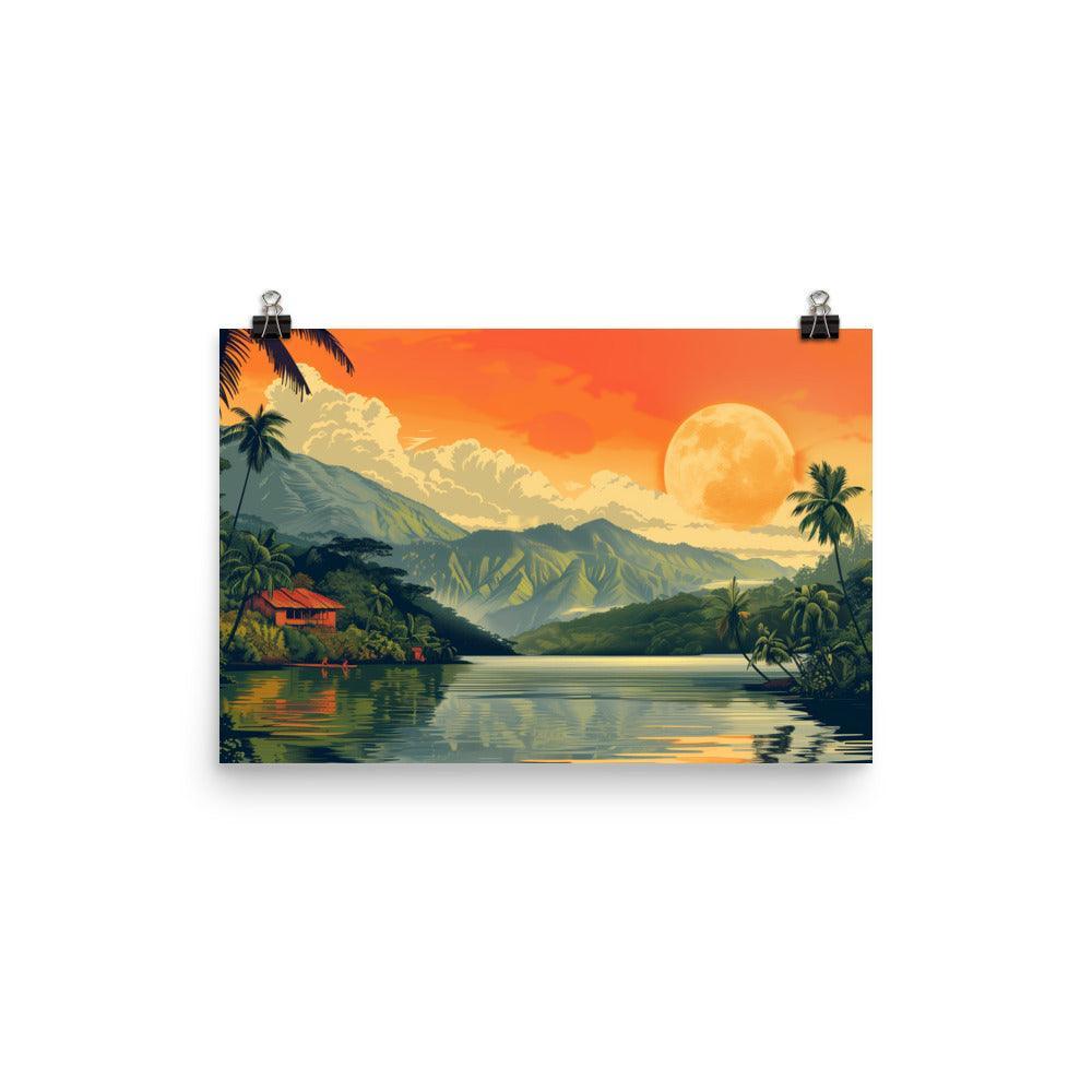 Papua New Guinea Tropical River Sunset Poster - Oh Posters