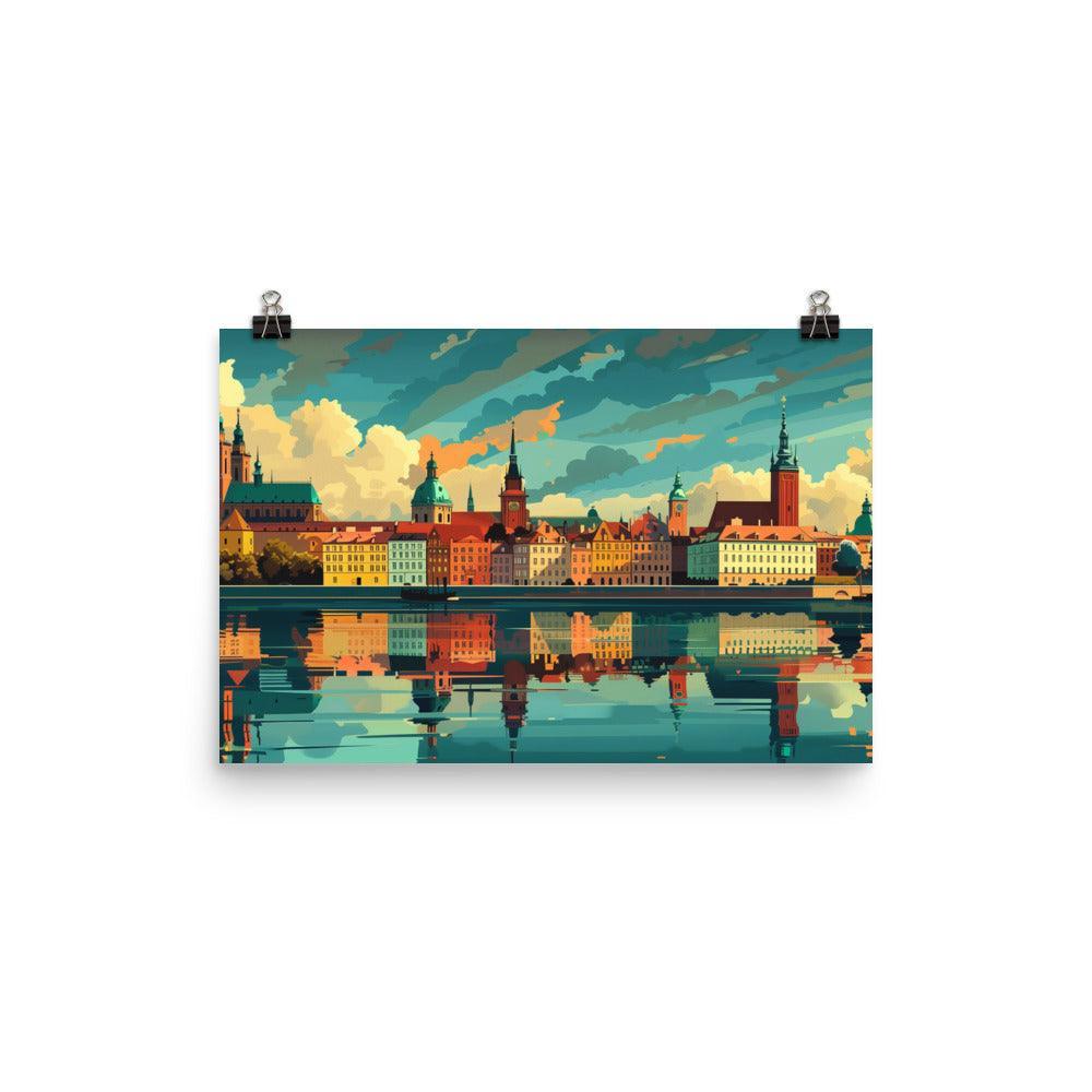 Poland Historic Waterfront Skyline Poster - Oh Posters