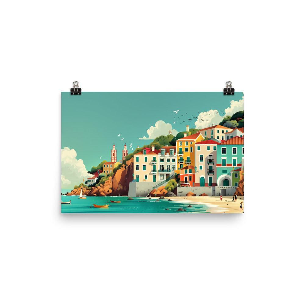 Portugal Coastal Town Vibrant Seaside Poster - Oh Posters