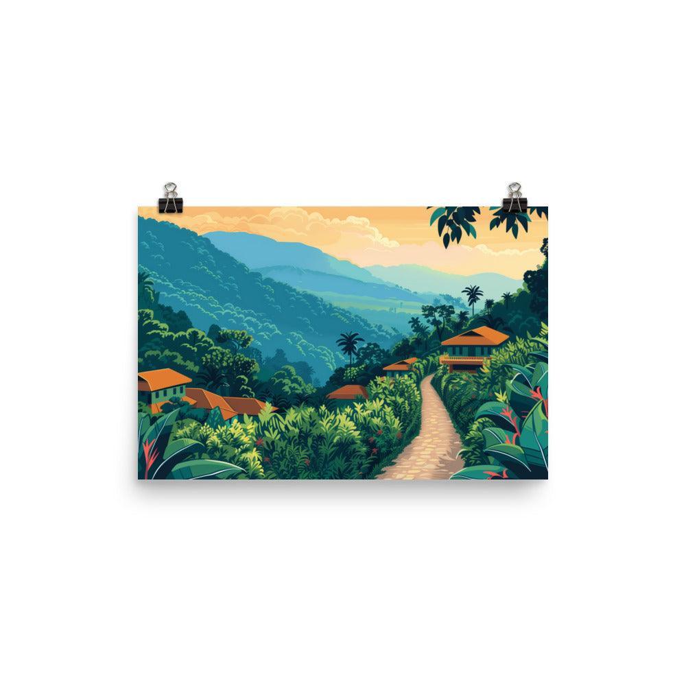 Rwanda Lush Mountain Village Scenic Poster - Oh Posters