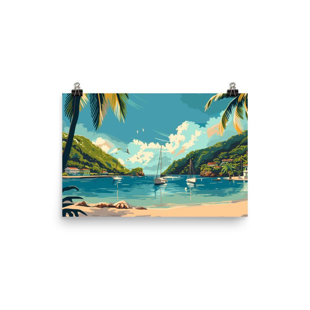 Saint Lucia Tranquil Bay Scenic Landscape Poster - Oh Posters