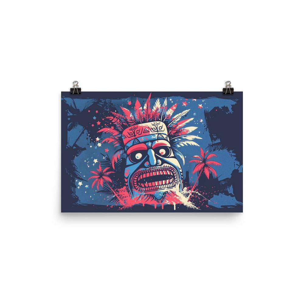 Samoan Tribal Mask Tropical Night Poster - Oh Posters
