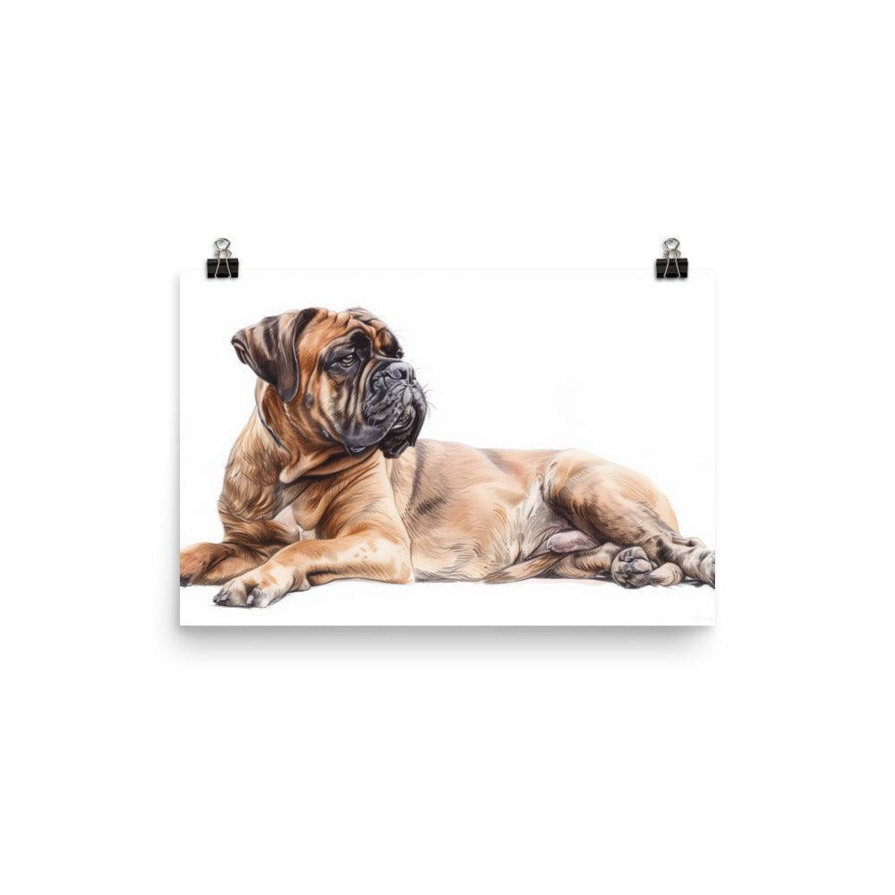 Bullmastiff Sketch Style Drawing Poster - Oh Posters