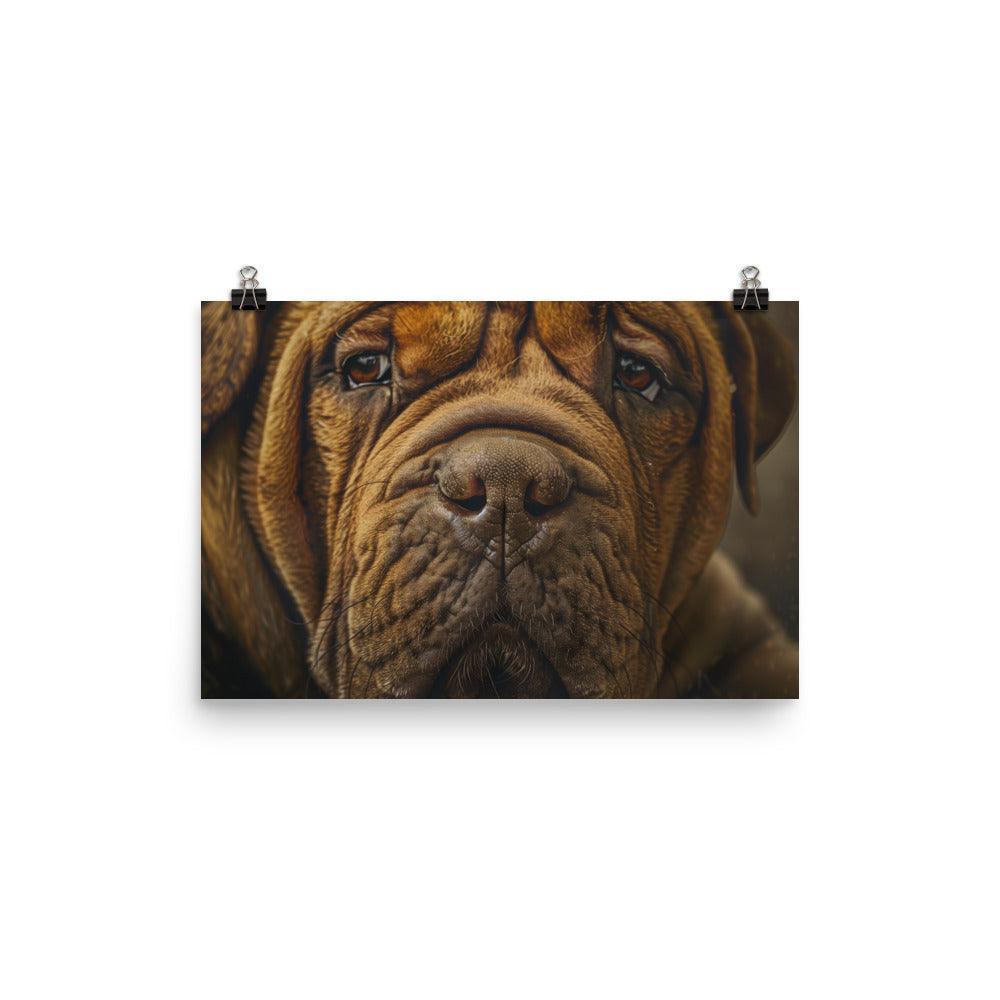 Chinese Shar-Pei Close-Up Wrinkled Face Portrait Poster - Oh Posters