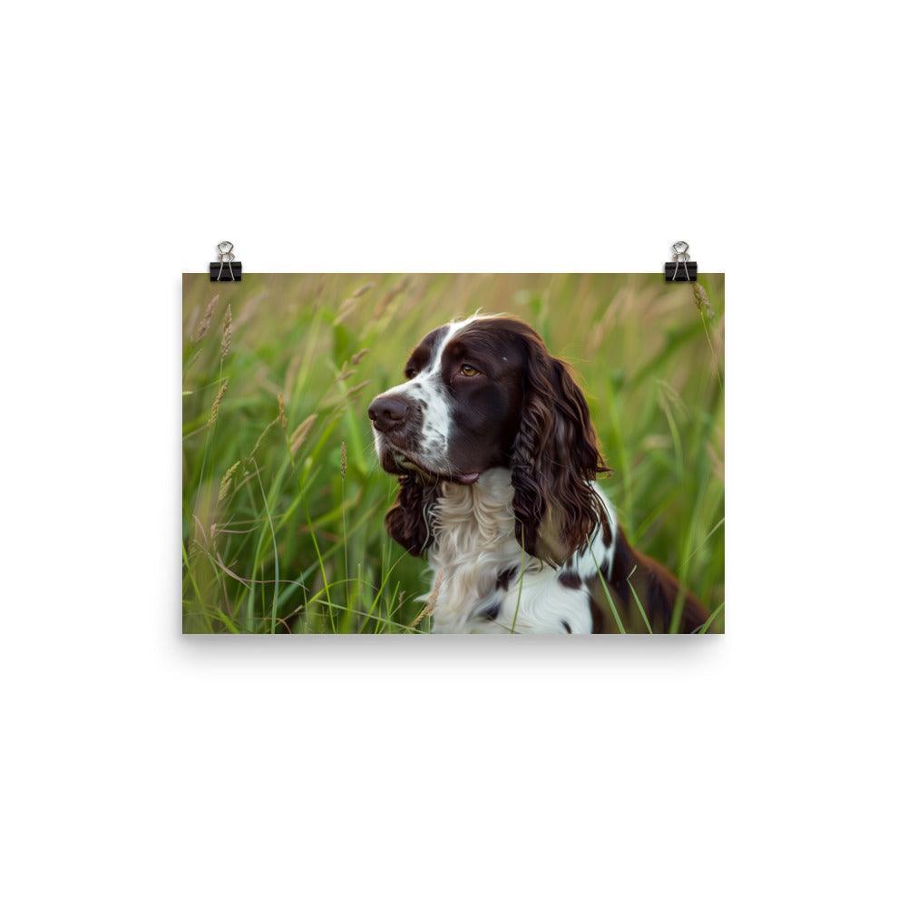 English Springer Spaniel in Tall Grass Portrait Poster - Oh Posters