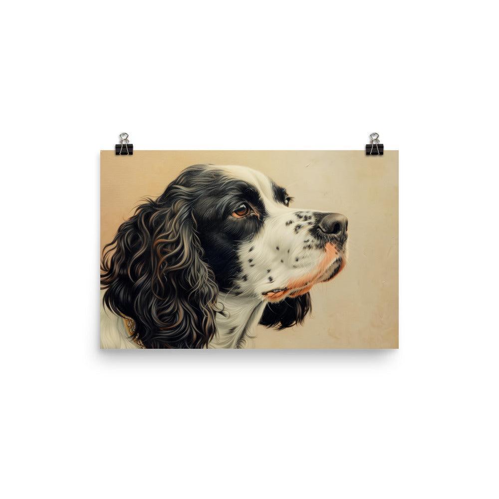 English Springer Spaniel Realistic Painting Side Profile Poster - Oh Posters