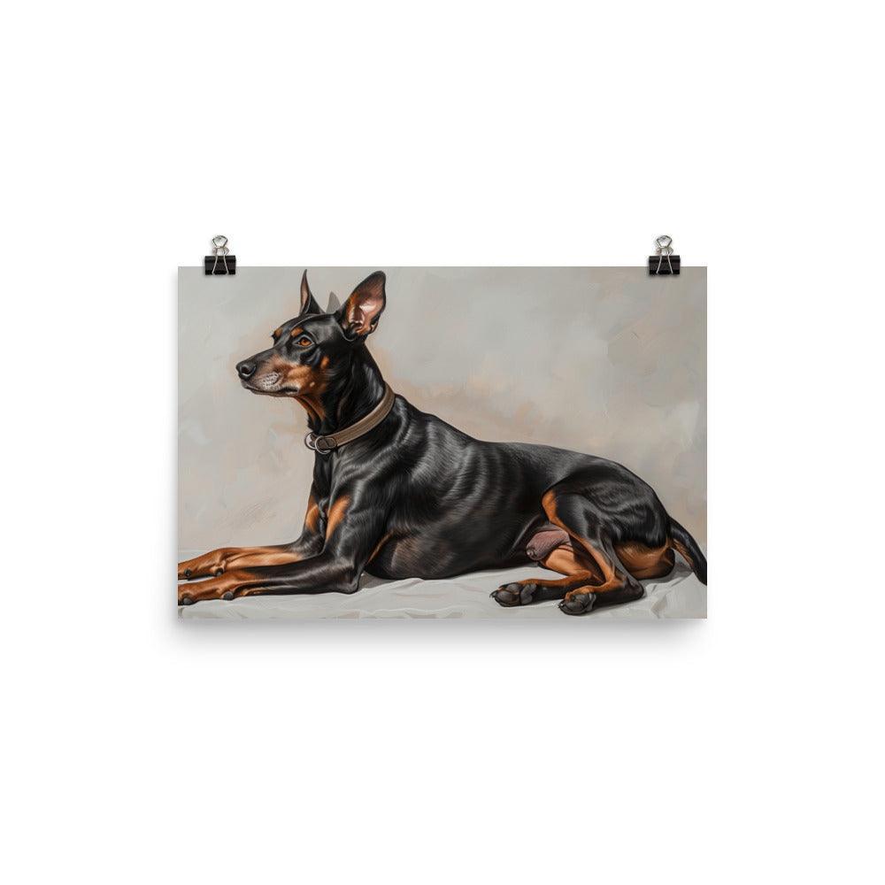 German Pinscher Realistic Side Pose Portrait Poster - Oh Posters