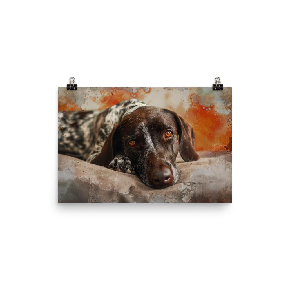 German Shorthaired Pointer Resting on Artistic Background Poster - Oh Posters