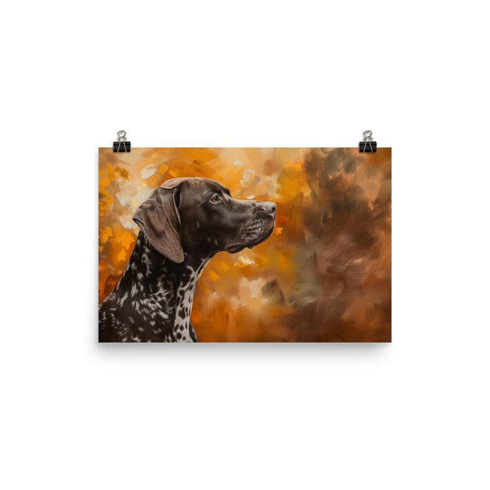 German Shorthaired Pointer Side Profile Autumn Painting Poster - Oh Posters