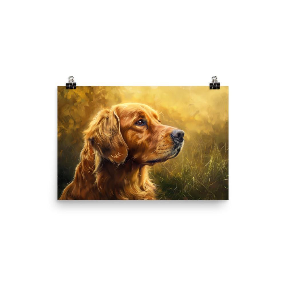 Golden Retriever Sunlit Side Profile Painting Poster - Oh Posters