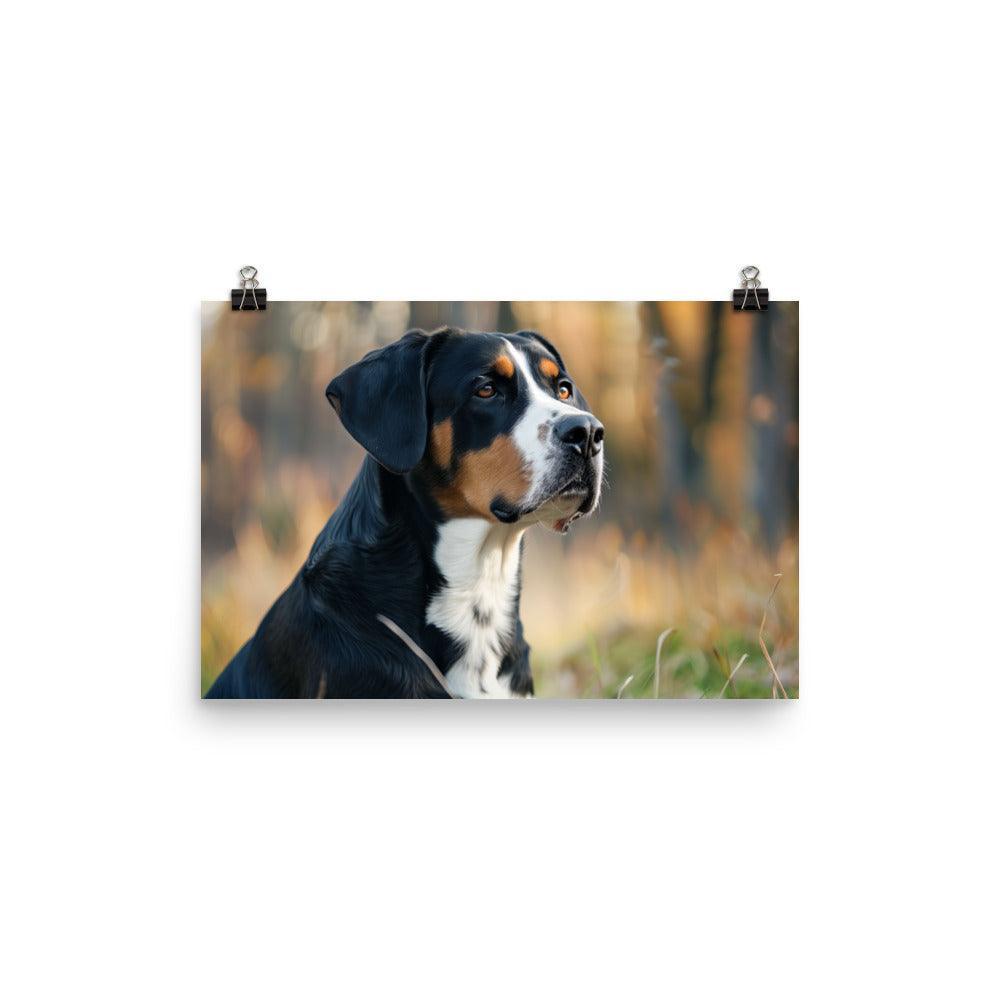 Greater Swiss Mountain Dog Autumn Portrait Poster - Oh Posters