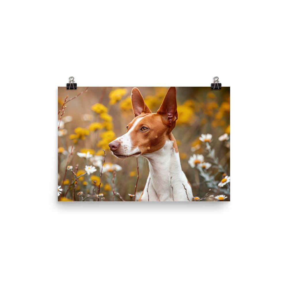 Ibizan Hound in Wildflower Field Photography Poster - Oh Posters