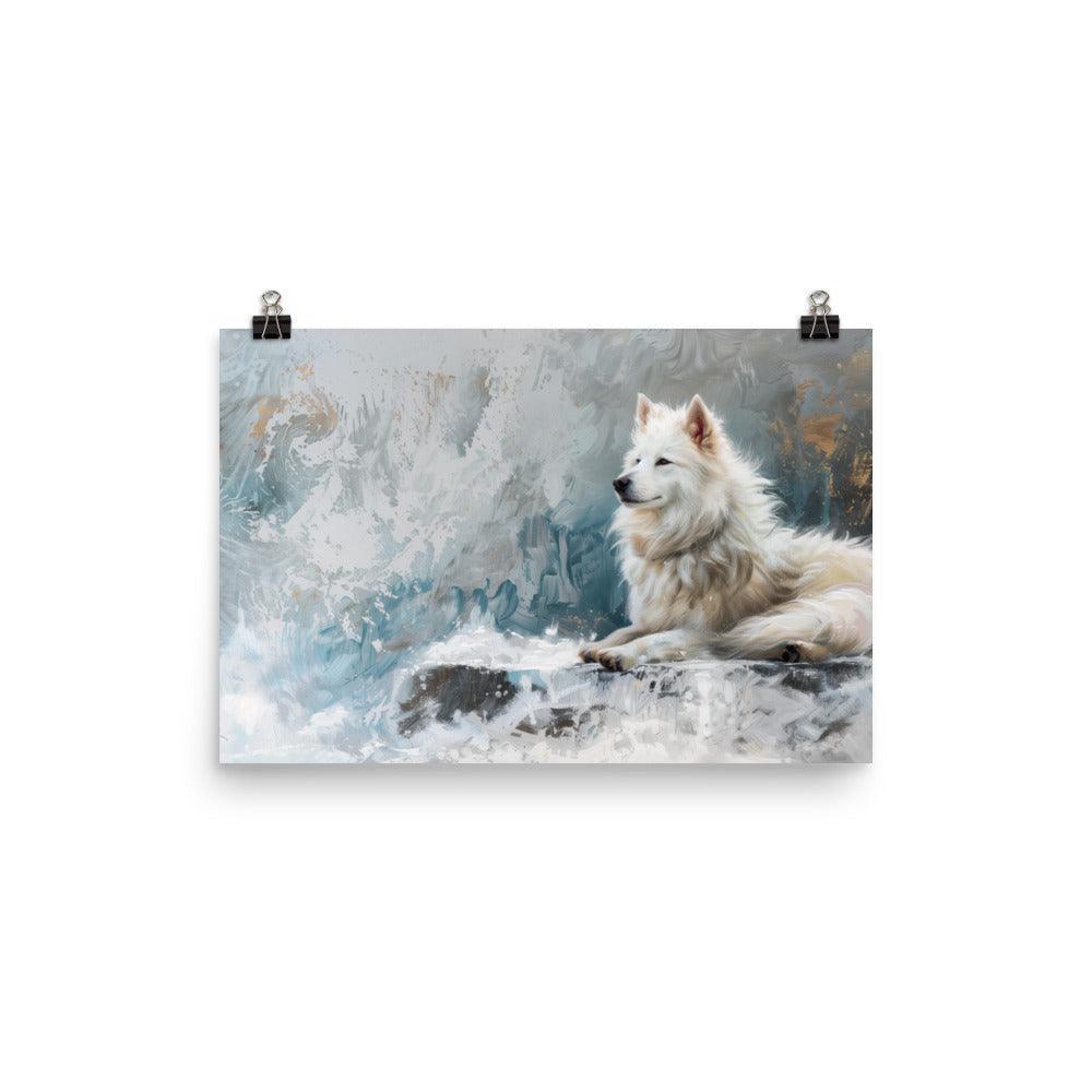 Icelandic Sheepdog Winter Landscape Painting Poster - Oh Posters