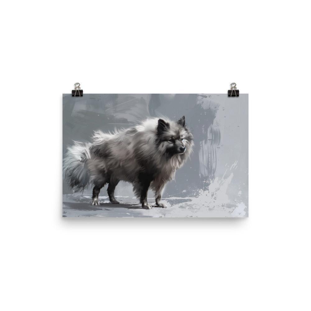 Keeshond in Winter Abstract Art Poster - Oh Posters