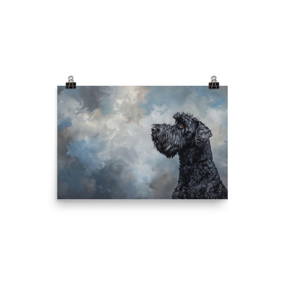 Kerry Blue Terrier Side Profile Painting Poster - Oh Posters