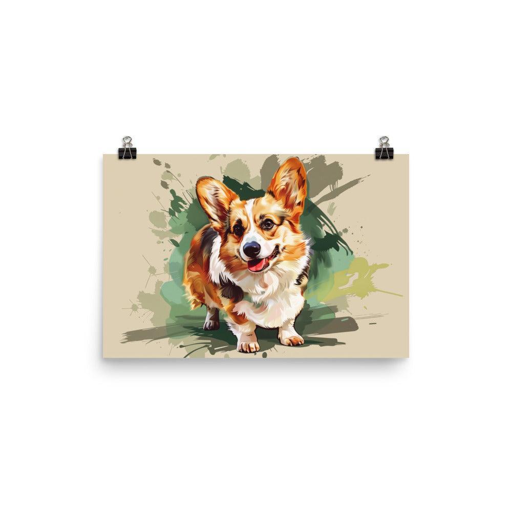 Pembroke Welsh Corgi Artistic Dog Illustration on Beige Poster - Oh Posters