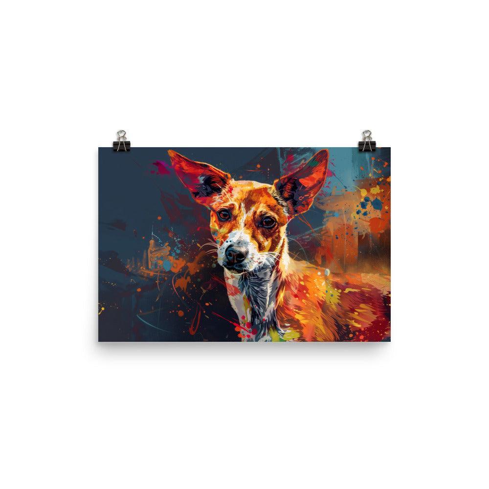 Portuguese Podengo Colorful Abstract Dog Portrait Poster - Oh Posters