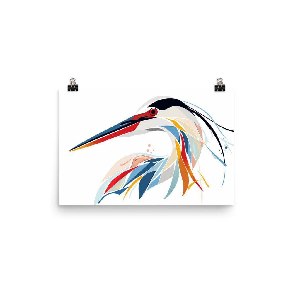 Egret Vibrant Abstract Design Art Poster - Oh Posters