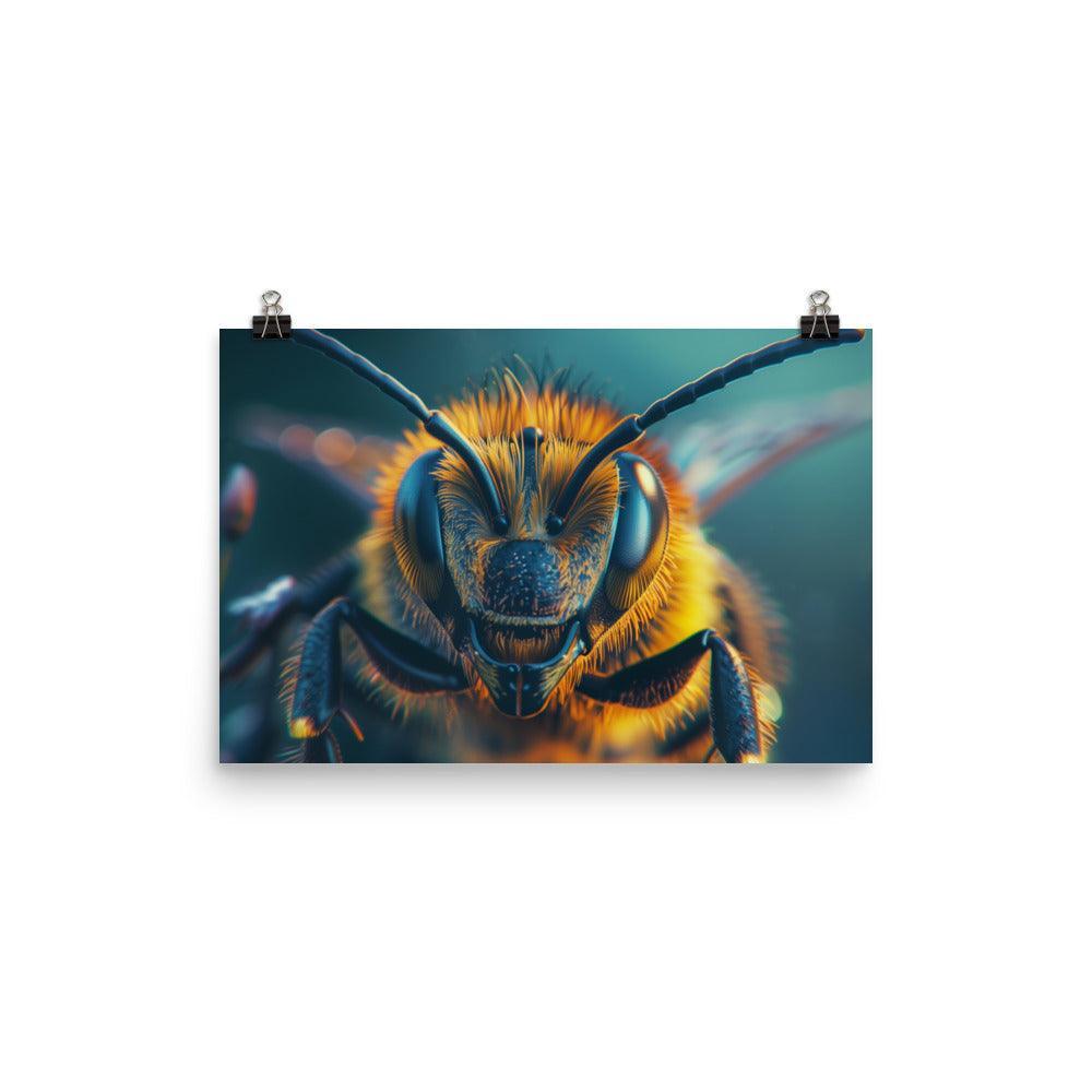 Macro Honeybee Closeup Detailed Insect Photography Poster - Oh Posters