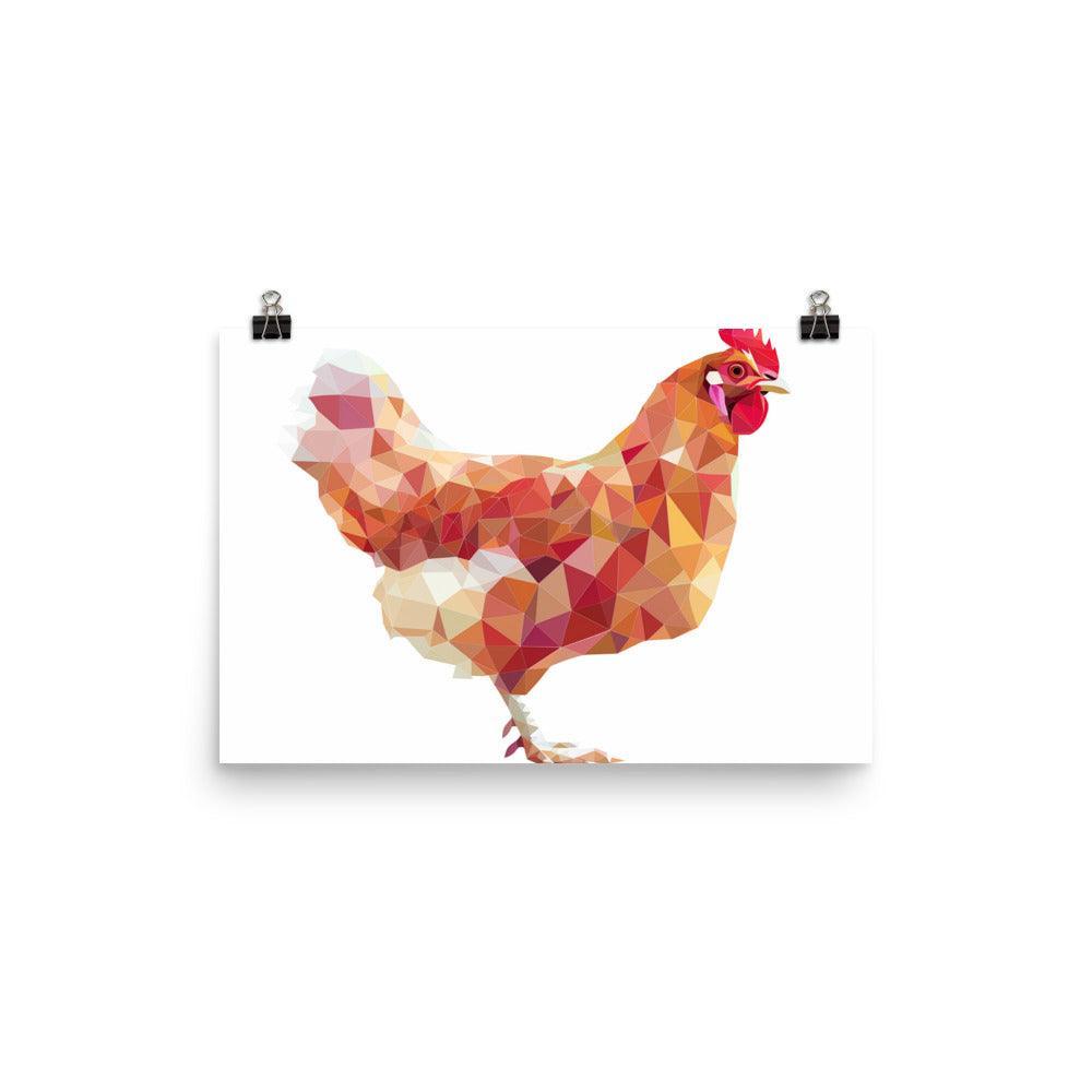 Chicken Low Poly Geometric Art Poster - Oh Posters