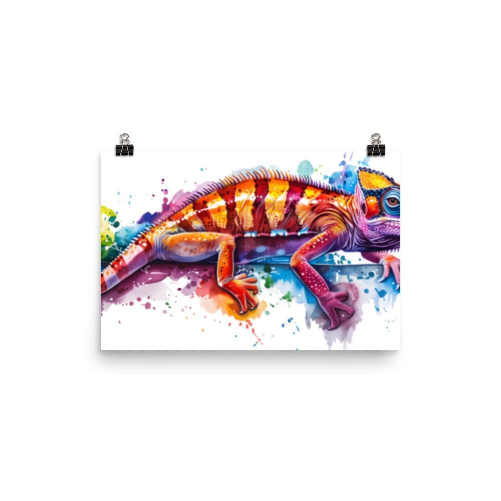 Colorful Chameleon Vibrant Splash Art Poster - Oh Posters