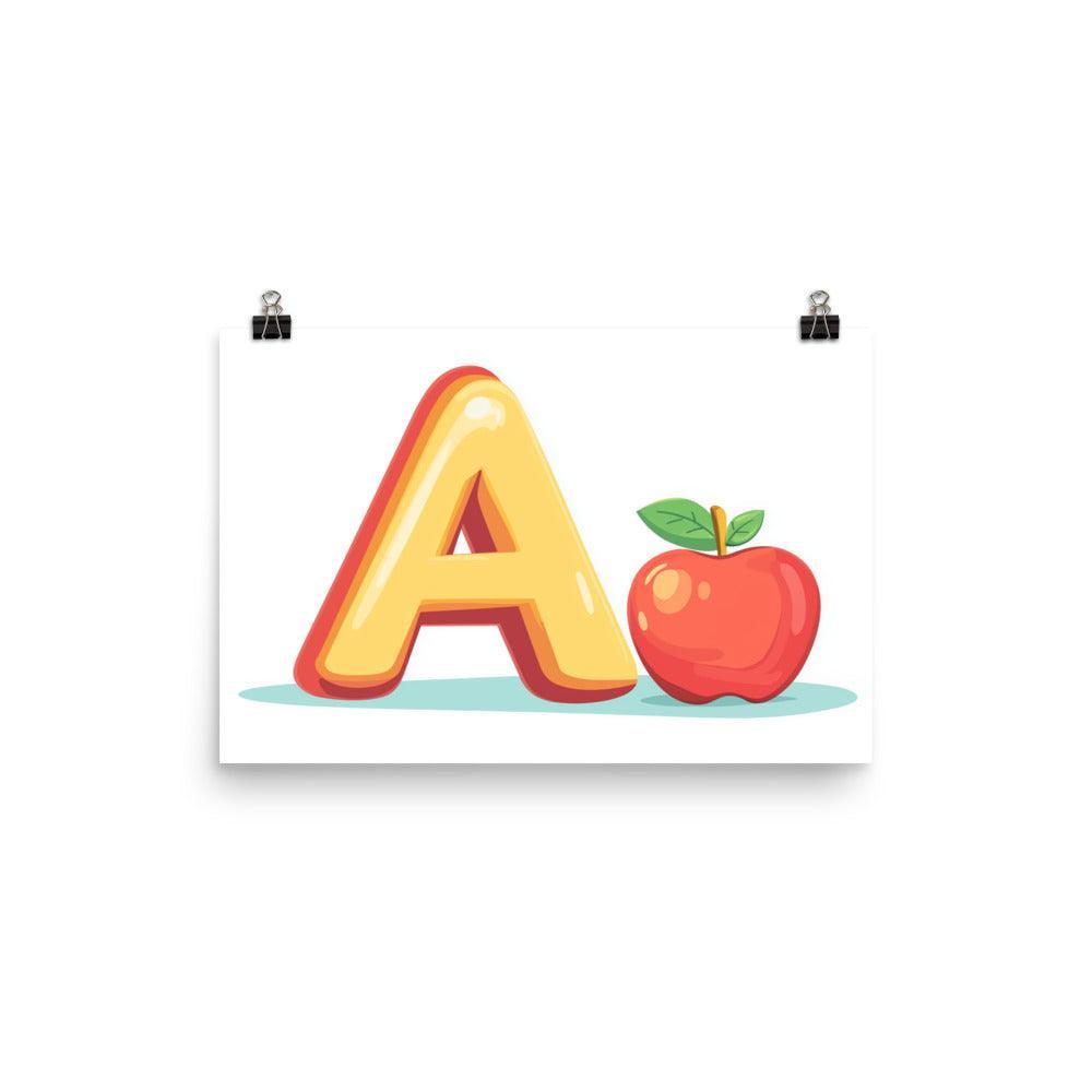 Kids Alphabet Letter A with Apple Educational Poster - Oh Posters