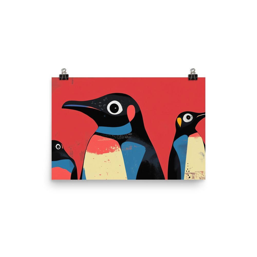 Colorful Penguin Trio Modern Pop Art Design Poster - Oh Posters