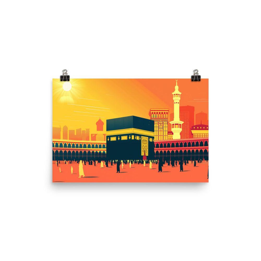 Kaaba Mecca Islamic Architecture Sunrise Illustration Poster - Oh Posters