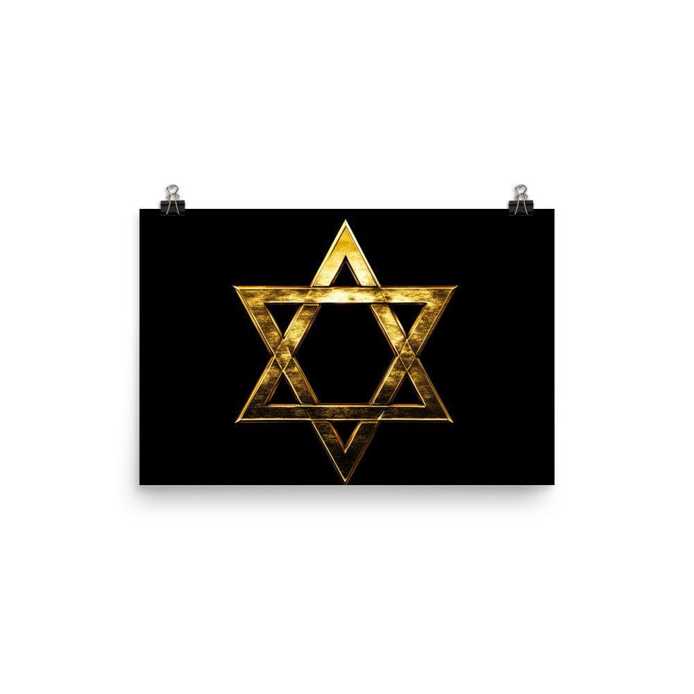 Golden Star of David Jewish Symbol Art Poster - Oh Posters