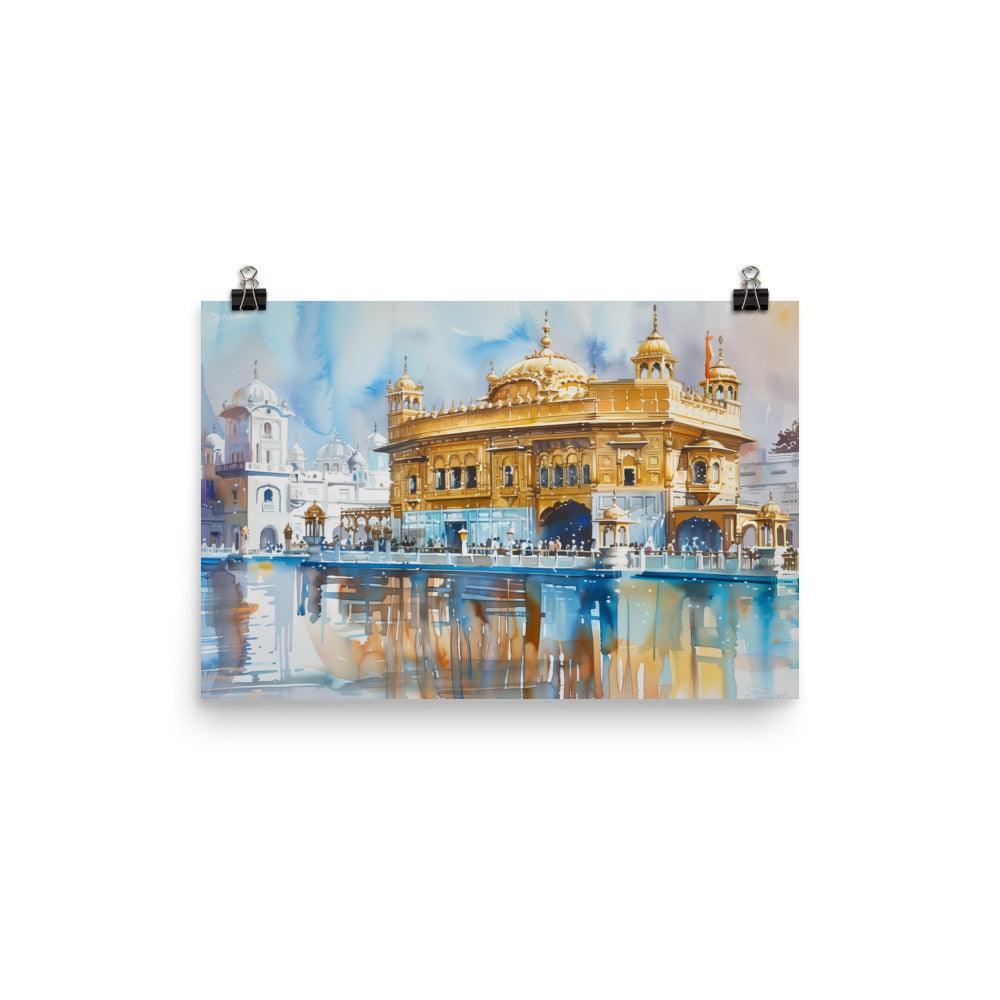 Golden Temple Sikh Architecture Watercolor Art Poster - Oh Posters