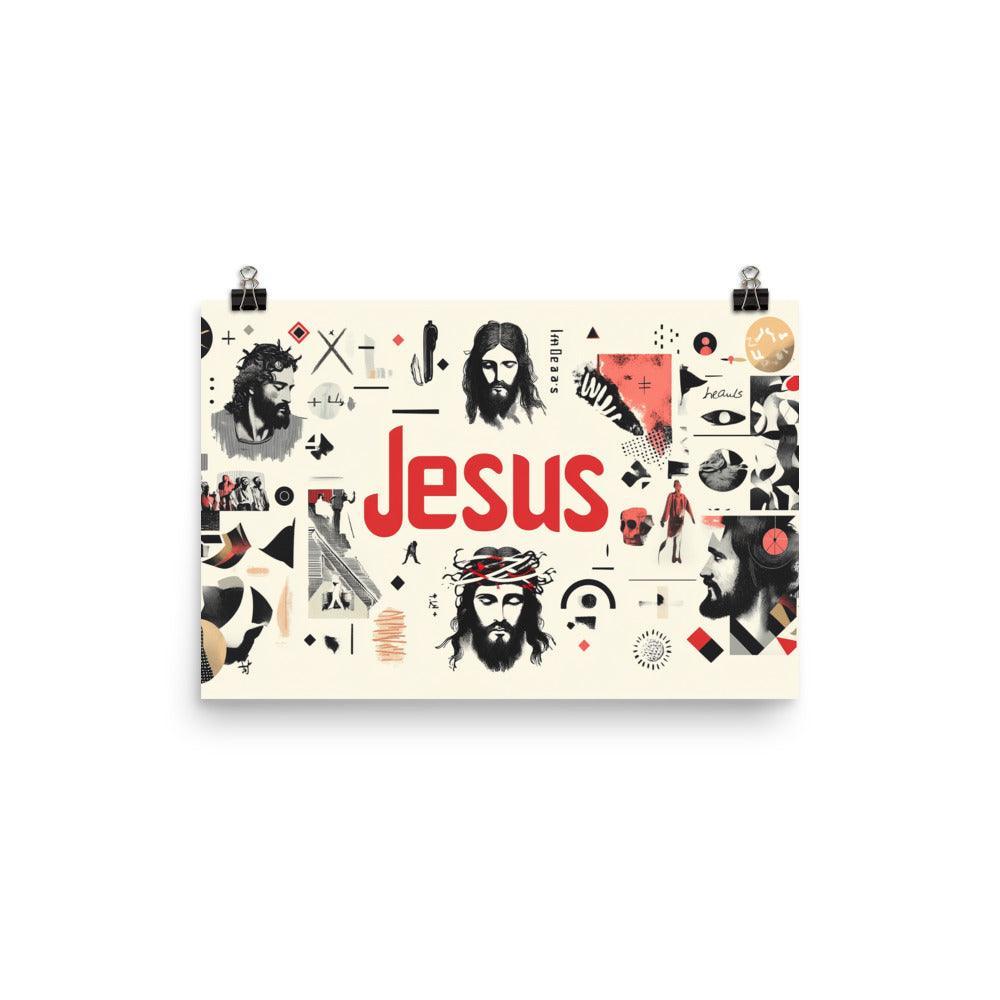 Jesus Modern Minimalist Spiritual Collage Art Poster - Oh Posters