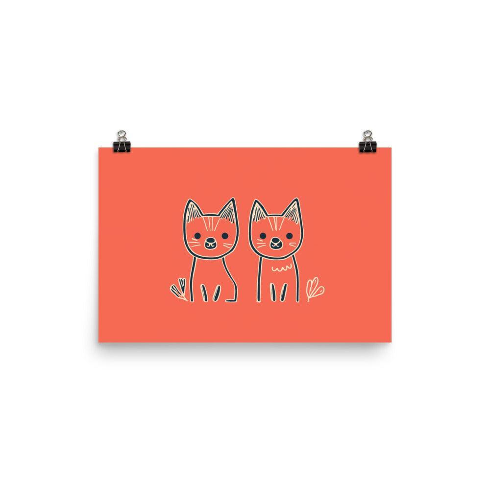 Cartoon Minimalist Dingos Digital Illustration Poster - Oh Posters