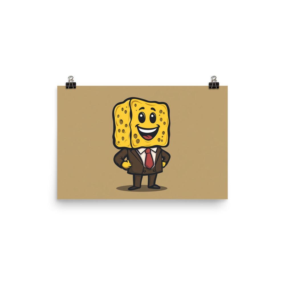 Happy Sponge Businessman Cartoon Illustration Poster - Oh Posters