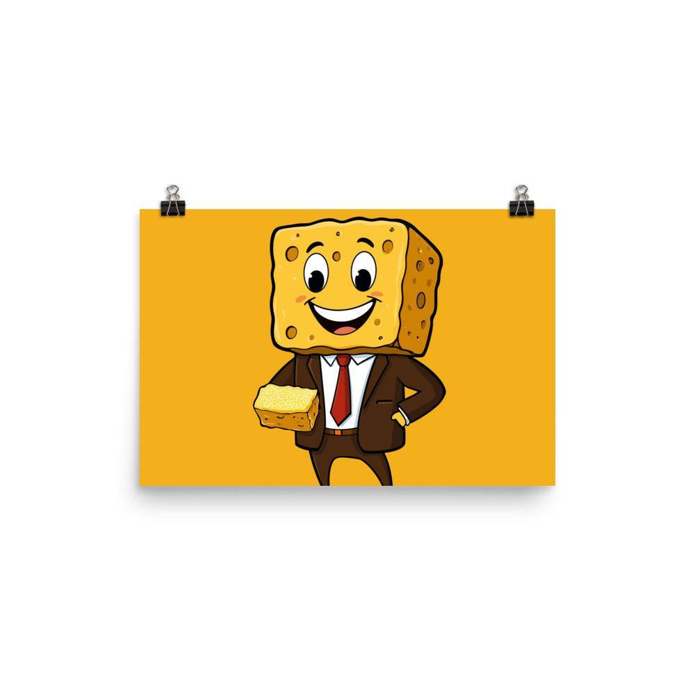 Sponge Cartoon Character in Business Suit Digital Art Poster - Oh Posters