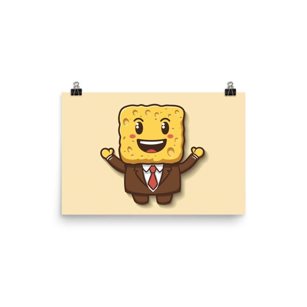 Cheerful Sponge in a Suit Cartoon Drawing Poster - Oh Posters