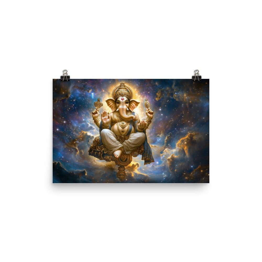 Cosmic Ganesh in a Starry Universe Fantasy Divine Art Poster - Oh Posters