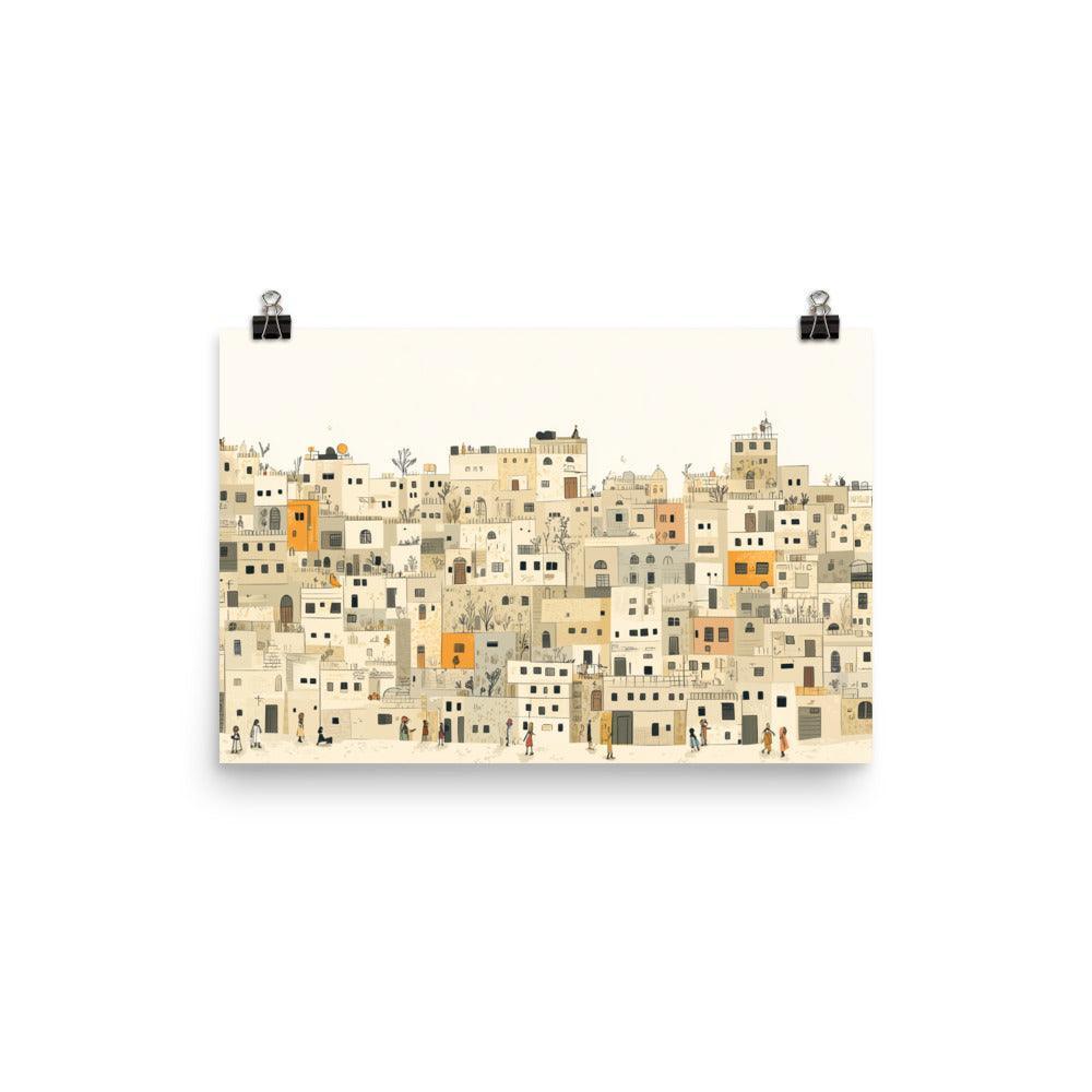Palestine Traditional Beige Cityscape Illustration Poster - Oh Posters