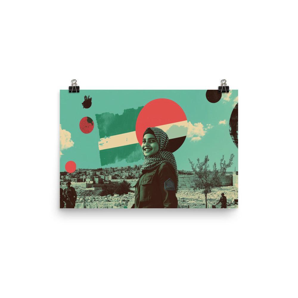 Palestinian Girl Smiling Pop Art Collage Poster - Oh Posters