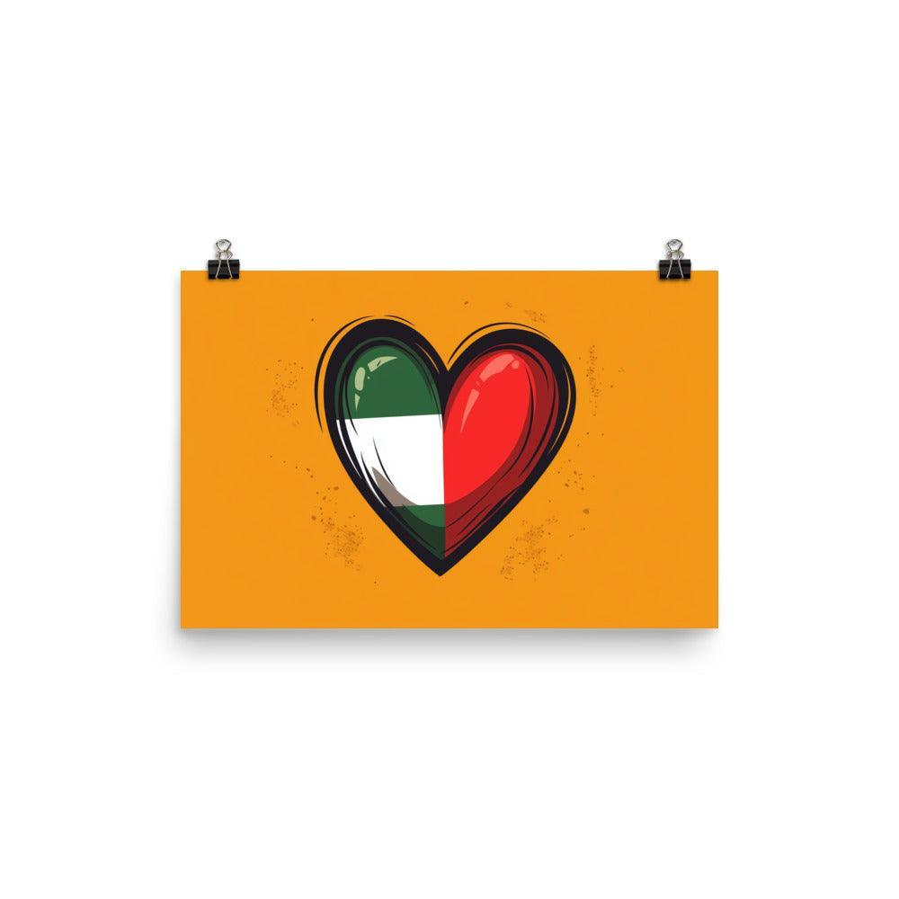 Palestinian Heart Flag Symbol on Orange Background Poster - Oh Posters
