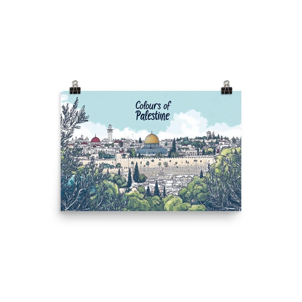 Colours of Palestine Dome of the Rock Landscape Art Poster - Oh Posters