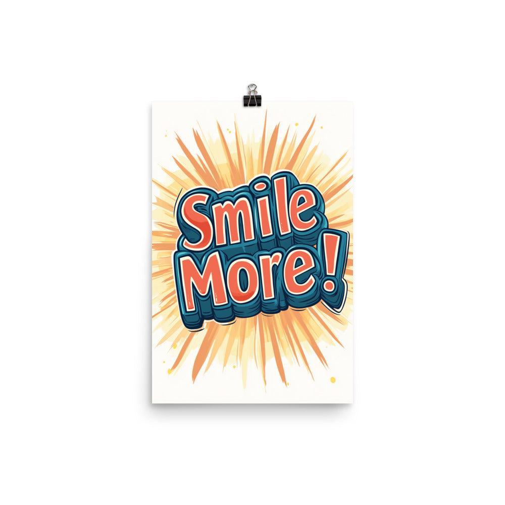 Smile More Playful Typography with Bright Sunburst Poster - Oh Posters