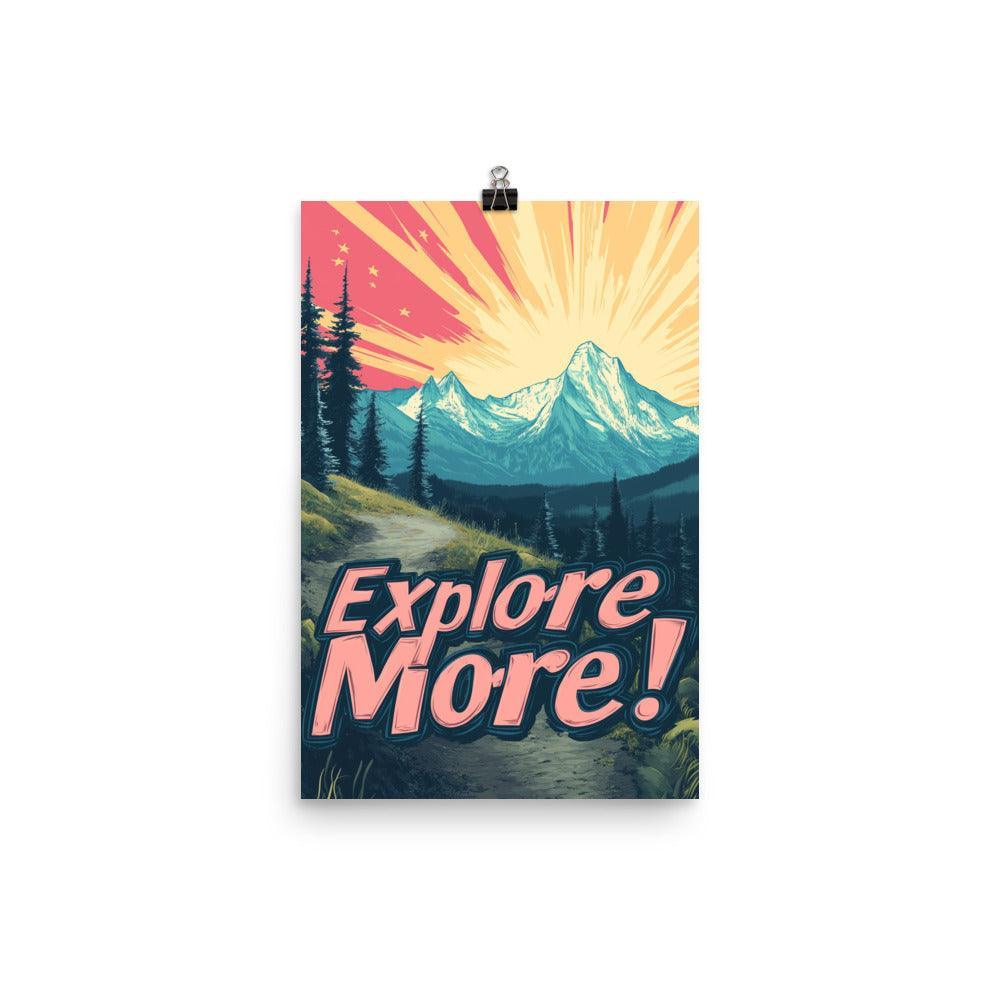 Explore More Mountain Sunset Scene with Pathway and Pink Sky Poster - Oh Posters